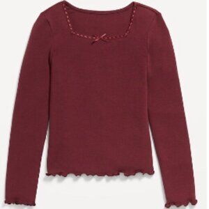 Old Navy Long-Sleeve Square-Neck Ribbon-Bow Top for Girls